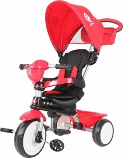 QPlay Ποδήλατο Τρίκυκλο Q Play Comfort 4 In 1 Red Deluxe Αναδιπλούμενο Με Τέντα, Καλάθι, Υποπόδιο (01-1212043-01)