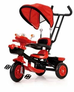 MG Toys Παιδικο Τρικυκλο Ποδηλατο Πιλοτος Με Τεντα Και Καλαθι Σε Κοκκινο Χρωμα (662781)