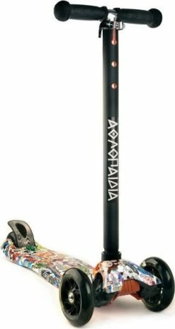 Αθλοπαιδιά Πατίνι Scooter Με Φως Στις Ρόδες Μαύρο Σχέδιο 12 (002.61210/12)